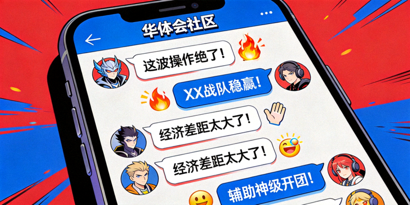 华体会社区玩家讨论电竞比赛的聊天界面，充满激情评论